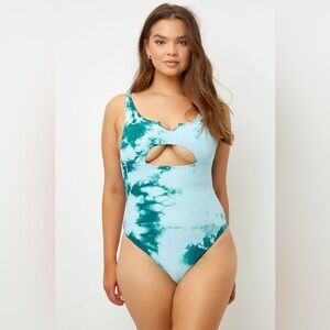 Frankie's Bikinis Teal Tie-Dye One Piece